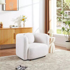 Poltrona d'accento in Bouclé Beige/Bianco, stile Japandi, 1 posto