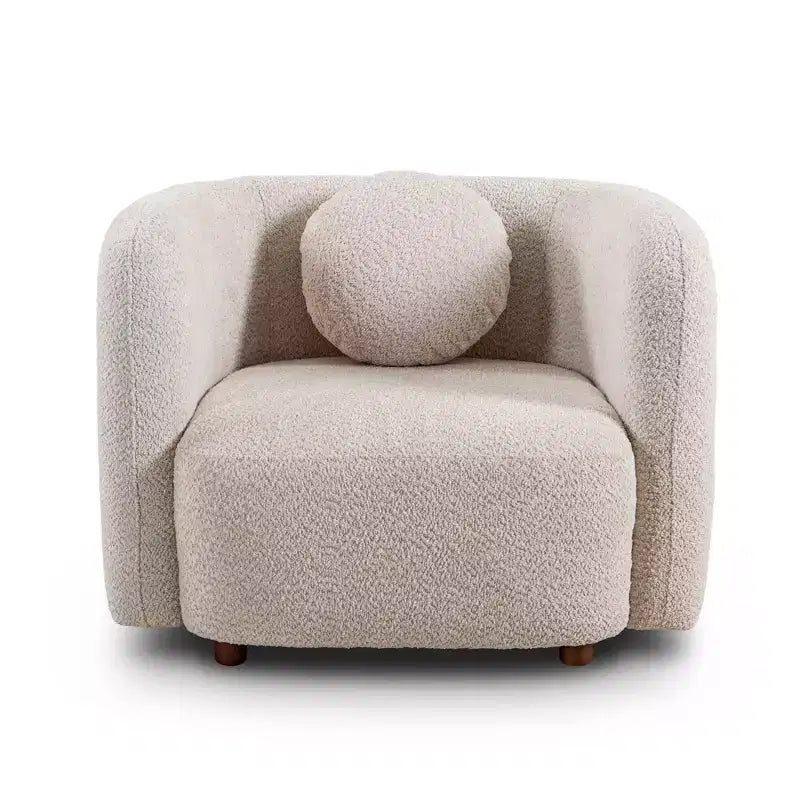 Poltrona d'accento in Bouclé Beige/Bianco, stile Japandi, 1 posto
