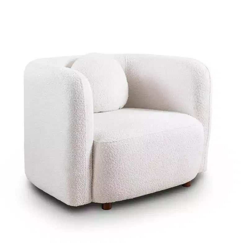 Poltrona d'accento in Bouclé Beige/Bianco, stile Japandi, 1 posto