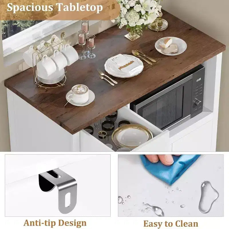 Credenza da cucina moderna con cassetto e doppia anta – Nero / Noce+Bianco / Colore legno – Per 1 utente