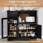 Credenza da cucina moderna con cassetto e doppia anta – Nero / Noce+Bianco / Colore legno – Per 1 utente