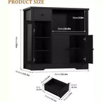 Credenza da cucina moderna con cassetto e doppia anta – Nero / Noce+Bianco / Colore legno – Per 1 utente