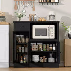 Credenza da cucina moderna con cassetto e doppia anta – Nero / Noce+Bianco / Colore legno – Per 1 utente