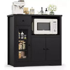 Credenza da cucina moderna con cassetto e doppia anta – Nero / Noce+Bianco / Colore legno – Per 1 utente