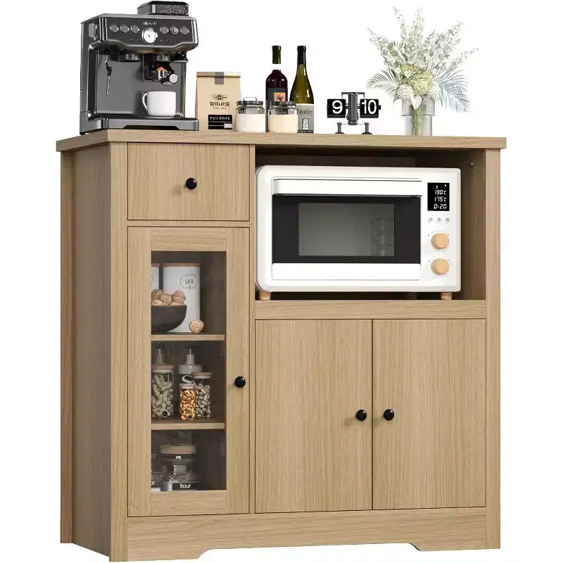 Credenza da cucina moderna con cassetto e doppia anta – Nero / Noce+Bianco / Colore legno – Per 1 utente