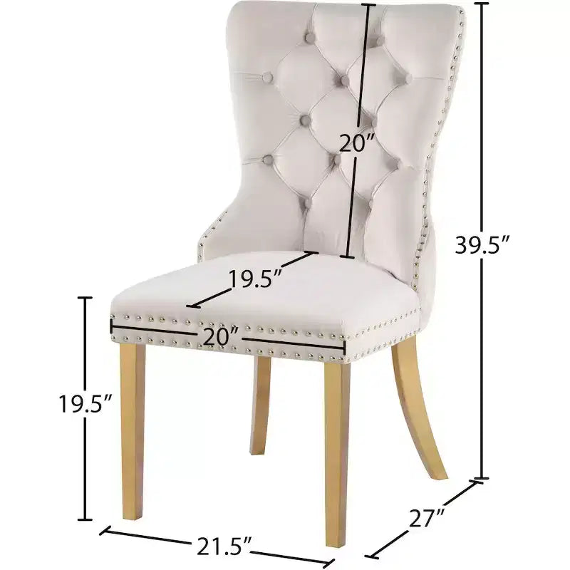 Sedia da pranzo in velluto, set da 2 – Nero/Crema/Grigio con telaio color oro