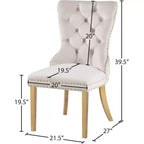 Sedia da pranzo in velluto, set da 2 – Nero/Crema/Grigio con telaio color oro