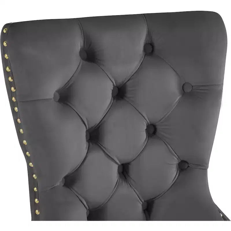 Sedia da pranzo in velluto, set da 2 – Nero/Crema/Grigio con telaio color oro