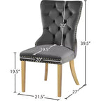 Sedia da pranzo in velluto, set da 2 – Nero/Crema/Grigio con telaio color oro