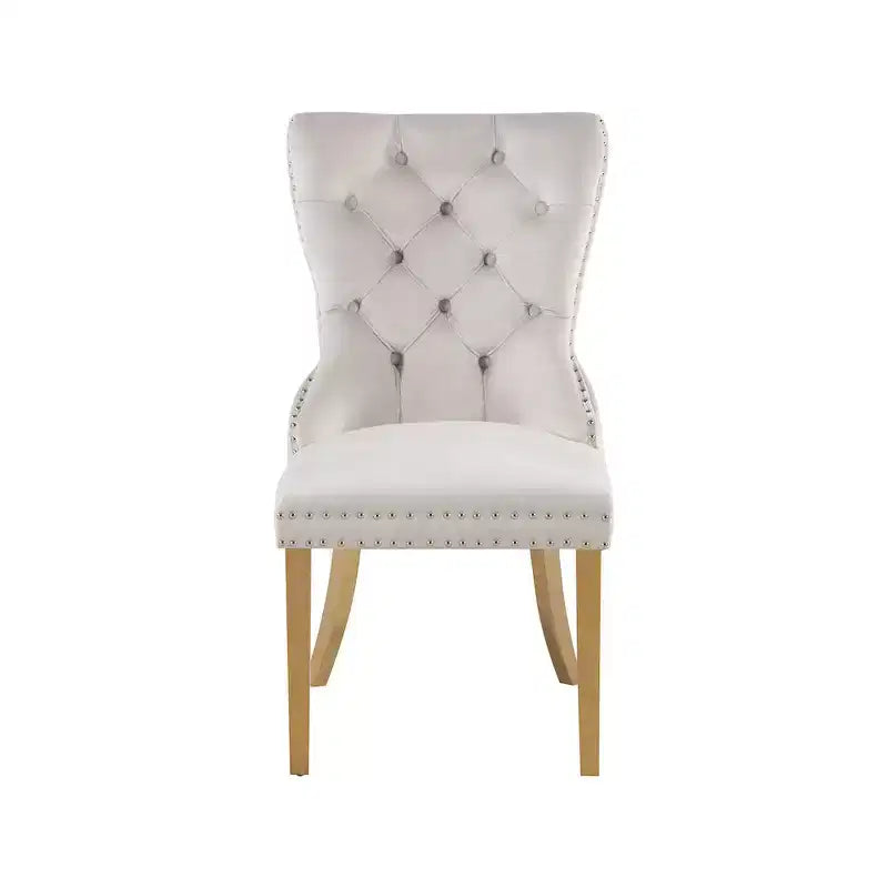 Sedia da pranzo in velluto, set da 2 – Nero/Crema/Grigio con telaio color oro