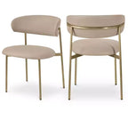 Meridian Furniture,Lupita Taupe Vegan Leather Dining Chair, Set of 2