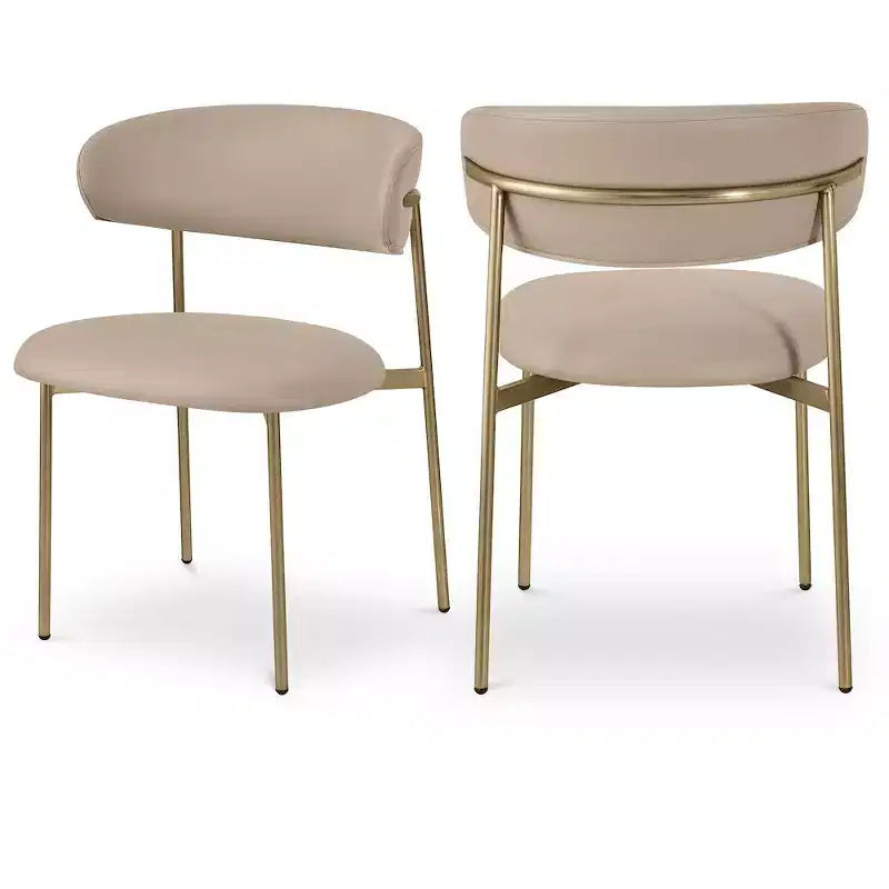Meridian Furniture,Lupita Taupe Vegan Leather Dining Chair, Set of 2