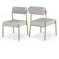 Meridian Furniture,Carly Taupe Vegan Leather Seat / Boucle Fabric Back Dining Chair, Set of 2