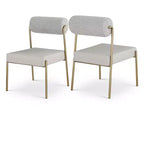 Meridian Furniture,Carly Taupe Vegan Leather Seat / Boucle Fabric Back Dining Chair, Set of 2