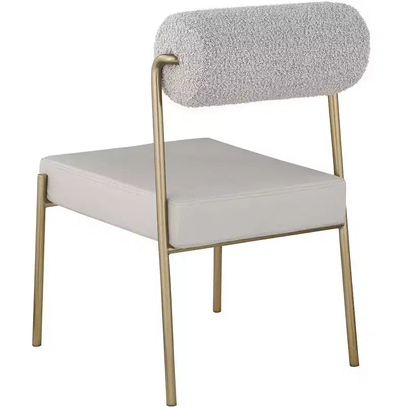 Sedia da pranzo Taupe Boucle e pelle vegana, set da 2