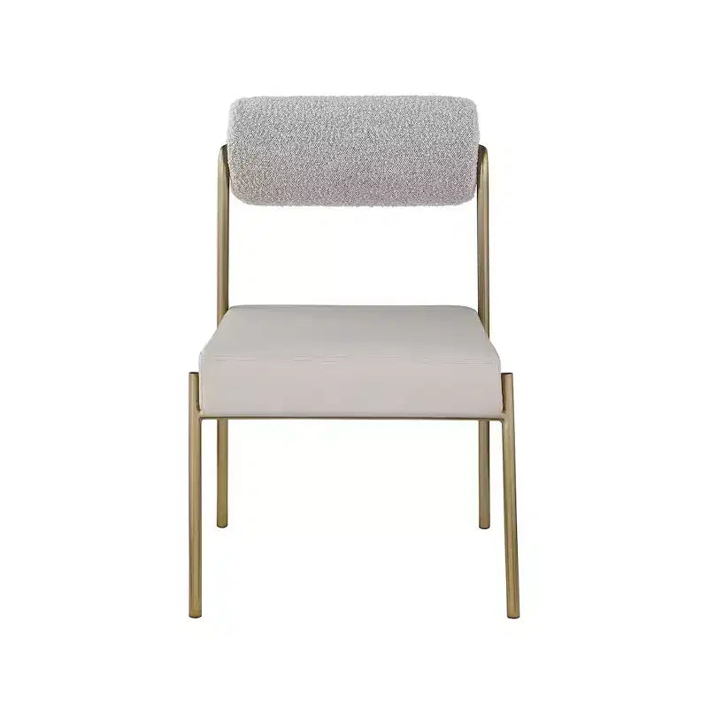 Sedia da pranzo Taupe Boucle e pelle vegana, set da 2