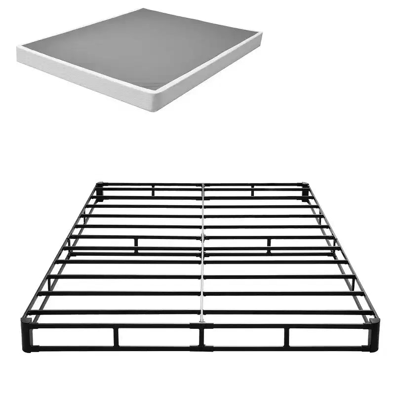 VEVOR Box Spring, Queen Size Bed Frame with Washable Fabric Cloth, Heavy Duty Metal Frame for Queen Bed, 5 in Mattress Foundation, Black