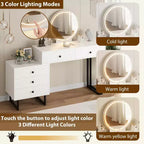 Mobile Nero/Bianco, Scrivania da Trucco con Specchio LED e 5 Cassetti, per 1 Utente