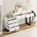 Mobile Nero/Bianco, Scrivania da Trucco con Specchio LED e 5 Cassetti, per 1 Utente