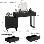 Mobile Nero/Bianco, Scrivania da Trucco con Specchio LED e 5 Cassetti, per 1 Utente