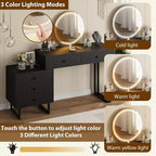 Mobile Nero/Bianco, Scrivania da Trucco con Specchio LED e 5 Cassetti, per 1 Utente