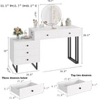 Mobile Nero/Bianco, Scrivania da Trucco con Specchio LED e 5 Cassetti, per 1 Utente