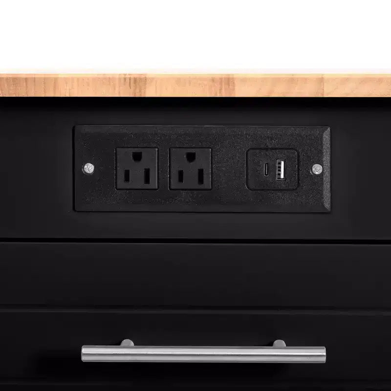 Isola da Cucina Nera / Grigio-Blu / Bianca Scanalata con Mobile Pattumiera e Ruote – 1 Persona