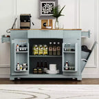 Isola da Cucina Nera / Grigio-Blu / Bianca Scanalata con Mobile Pattumiera e Ruote – 1 Persona