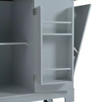 Isola da Cucina Nera / Grigio-Blu / Bianca Scanalata con Mobile Pattumiera e Ruote – 1 Persona