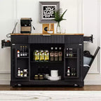 Isola da Cucina Nera / Grigio-Blu / Bianca Scanalata con Mobile Pattumiera e Ruote – 1 Persona