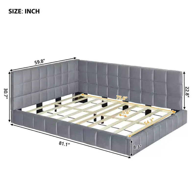 Divano letto in velluto beige/grigio con schienale, matrimoniale, per 1-2 persone