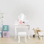 Set da trucco per bambini rosa/viola/bianco con specchio e sgabello – Per 1 bambino, età 4-10 anni