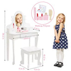 Set da trucco per bambini rosa/viola/bianco con specchio e sgabello – Per 1 bambino, età 4-10 anni
