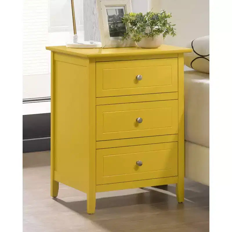 Comodino rettangolare in legno – Nero / Cappuccino / Ciliegio / Rovere / Bianco / Giallo, per 1