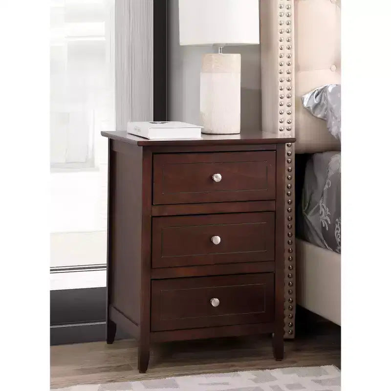 Comodino rettangolare in legno – Nero / Cappuccino / Ciliegio / Rovere / Bianco / Giallo, per 1