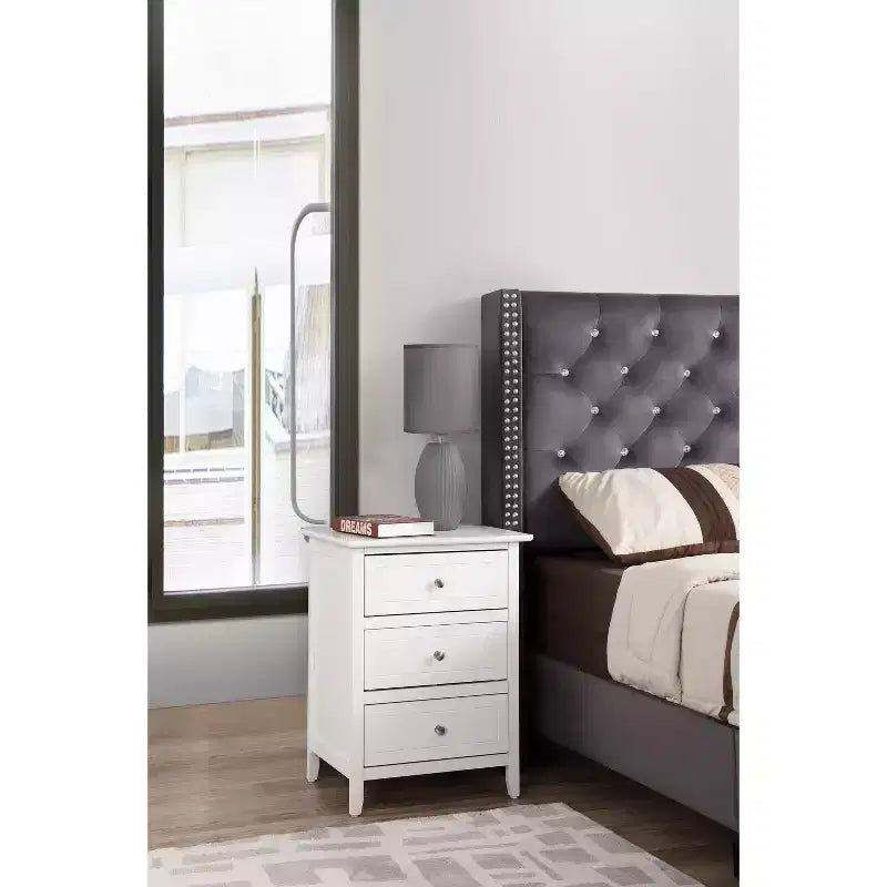 Comodino rettangolare in legno – Nero / Cappuccino / Ciliegio / Rovere / Bianco / Giallo, per 1