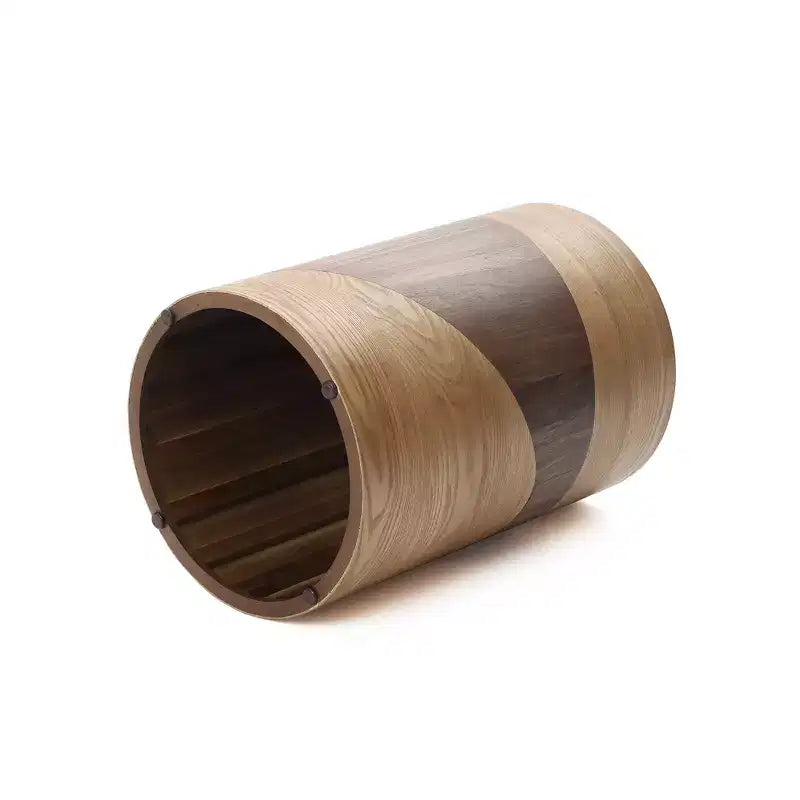 Tavolino Rotondo Marrone, Venatura del Legno Bicolore, Tavolino Moderno per 1