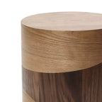 Tavolino Rotondo Marrone, Venatura del Legno Bicolore, Tavolino Moderno per 1