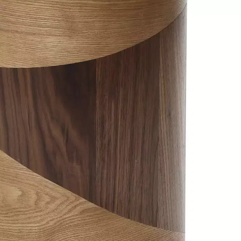 Tavolino Rotondo Marrone, Venatura del Legno Bicolore, Tavolino Moderno per 1