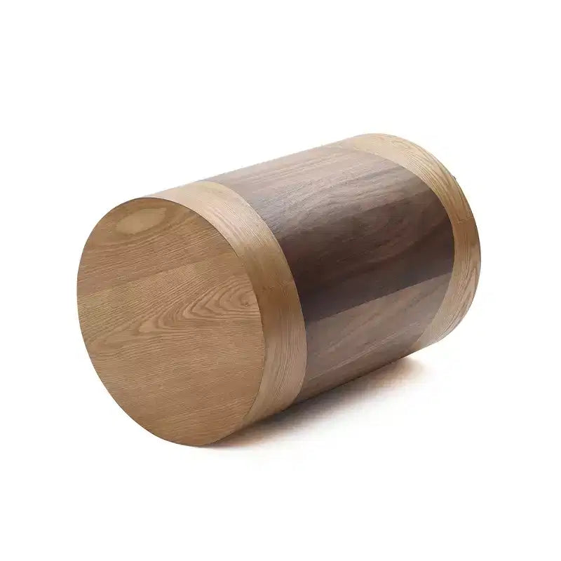 Tavolino Rotondo Marrone, Venatura del Legno Bicolore, Tavolino Moderno per 1