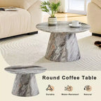 Tavolino da caffè con base rotonda – marrone / grigio / noce, 1 posto