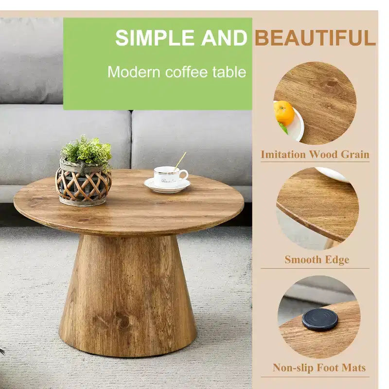 Tavolino da caffè con base rotonda – marrone / grigio / noce, 1 posto