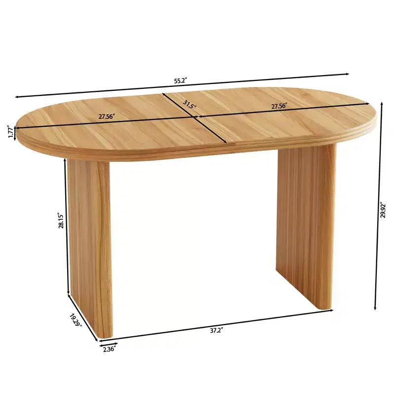 Tavolo da pranzo ovale allungabile, marrone/naturale, 4 posti, moderno di metà secolo