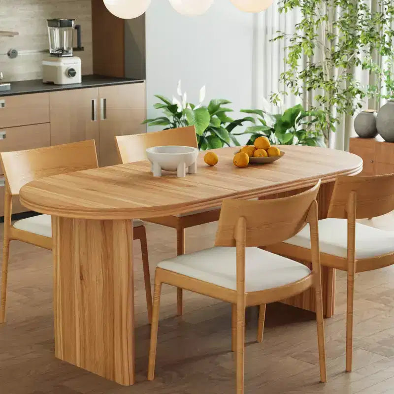Tavolo da pranzo ovale allungabile, marrone/naturale, 4 posti, moderno di metà secolo