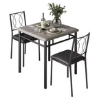 Tavolo da pranzo stile rustico marrone/grigio/noce con sedie imbottite, 2 posti
