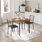 Tavolo da pranzo stile rustico marrone/grigio/noce con sedie imbottite, 2 posti