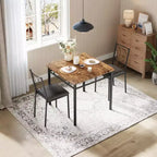 Tavolo da pranzo stile rustico marrone/grigio/noce con sedie imbottite, 2 posti