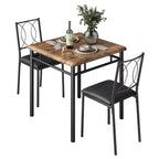 Tavolo da pranzo stile rustico marrone/grigio/noce con sedie imbottite, 2 posti