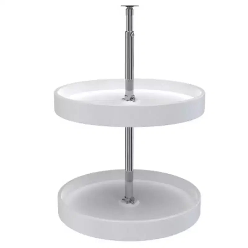 Rev-A-Shelf 28 Dual Full Circle Lazy Susan Organizer for Upper Corner Kitchen Cabinets, Plastic Home Storage 2 Tier Shelves, White, 6012-28-11-52
