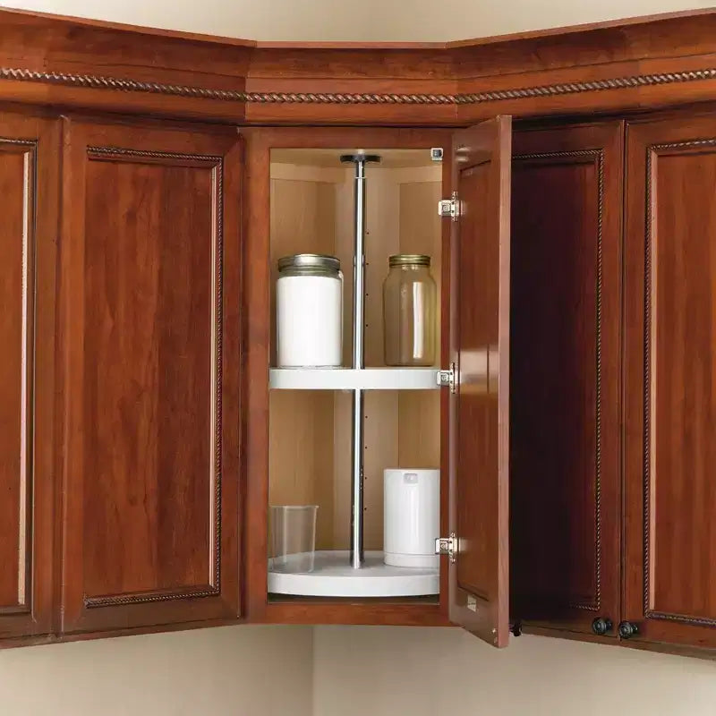 Lazy Susan a 2 ripiani a giro completo bianca per armadio da cucina ad angolo